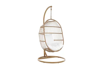 Hængestol med stativ polyrattan beige ALBA - Træ / natur - Havemøbler - Havestole - Hængestol