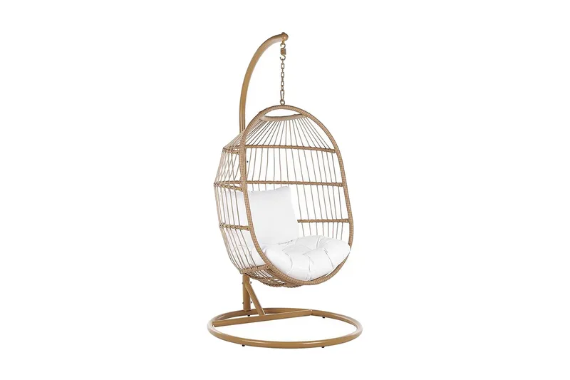 Hængestol med stativ polyrattan beige ALBA, Træ / natur