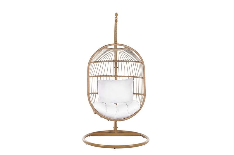 Hængestol med stativ polyrattan beige ALBA - Træ / natur - Havemøbler - Havestole - Hængestol