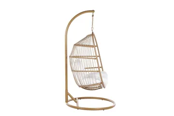 Hængestol med stativ polyrattan beige ALBA - Træ / natur - Havemøbler - Havestole - Hængestol