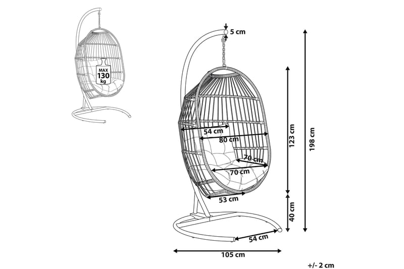 Hængestol med stativ polyrattan mørkegrå SESIA - Grå - Havemøbler - Havestole - Hængestol