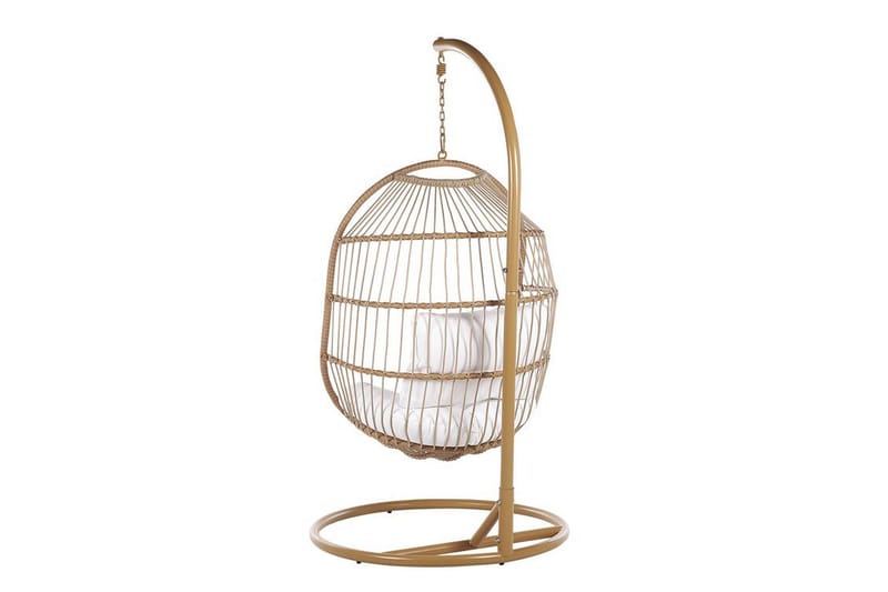 Hængestol med stativ polyrattan beige ALBA - Træ / natur - Havemøbler - Havestole - Hængestol