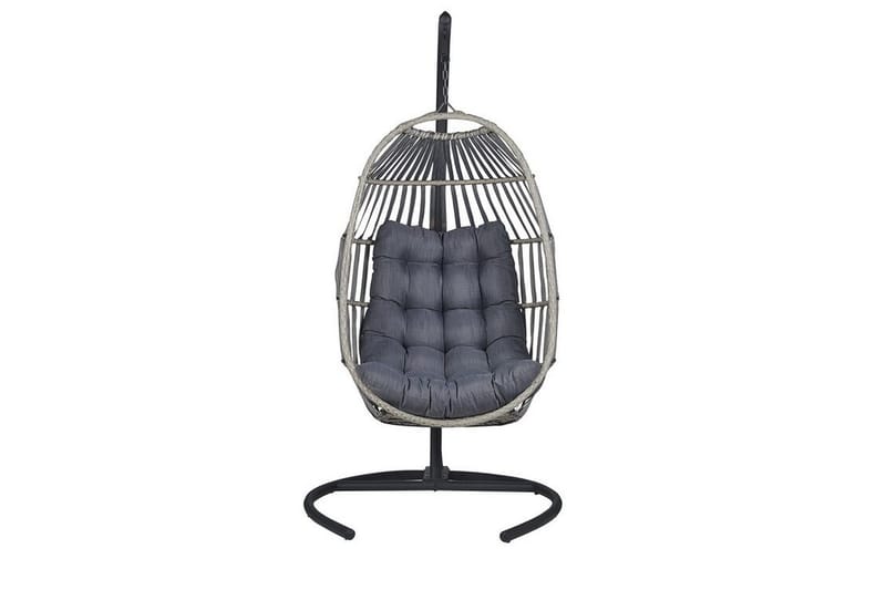 Hængestol med stativ polyrattan mørkegrå SESIA - Grå - Havemøbler - Havestole - Hængestol