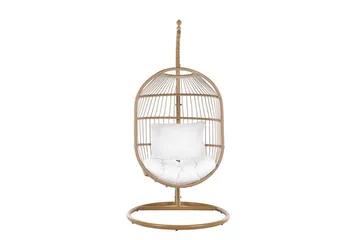 Hængestol med stativ polyrattan beige ALBA - Træ / natur - Havemøbler - Havestole - Hængestol