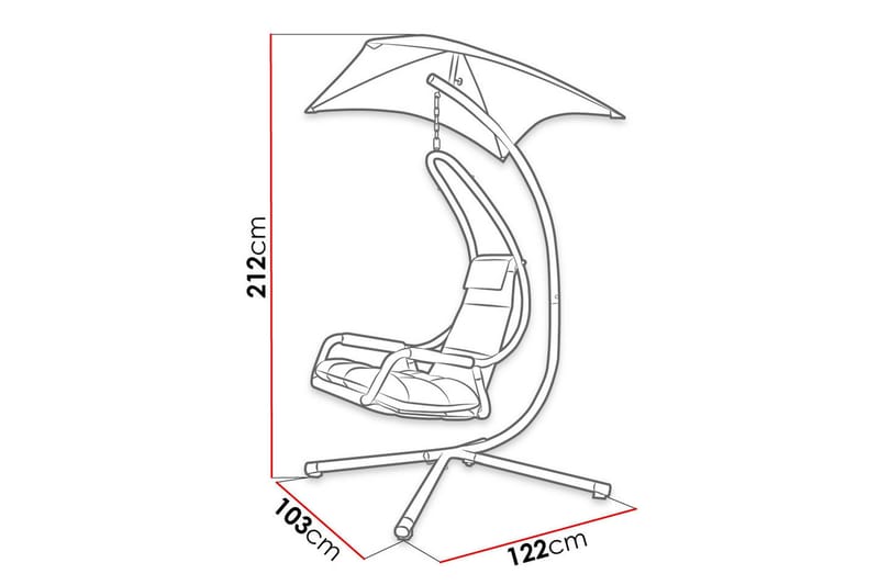 Hængestol Udendørs – Hængelænestol – Hængesving med stativ og tag til altan og terrasse - Sort|Grå - Havemøbler - Havestole - Hængestol