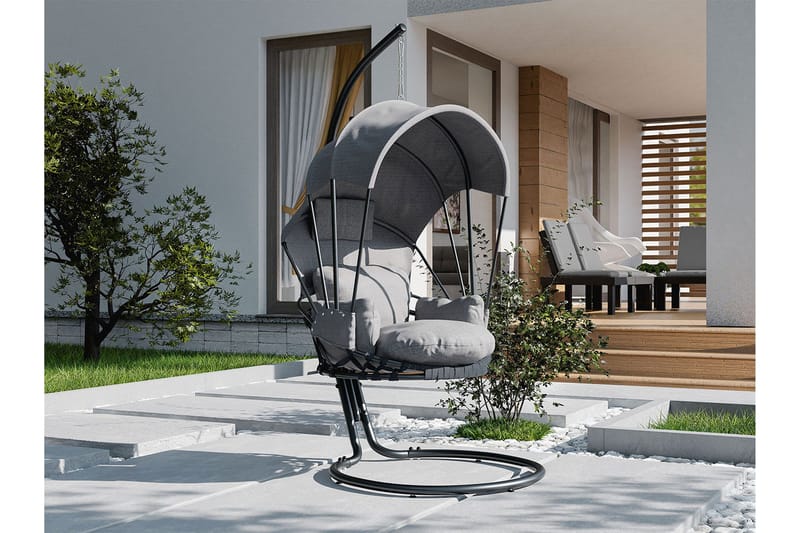 Hængestol Udendørs med stativ og tag – Hængesving – Hængelænestol - Sort - Havemøbler - Havestole - Hængestol