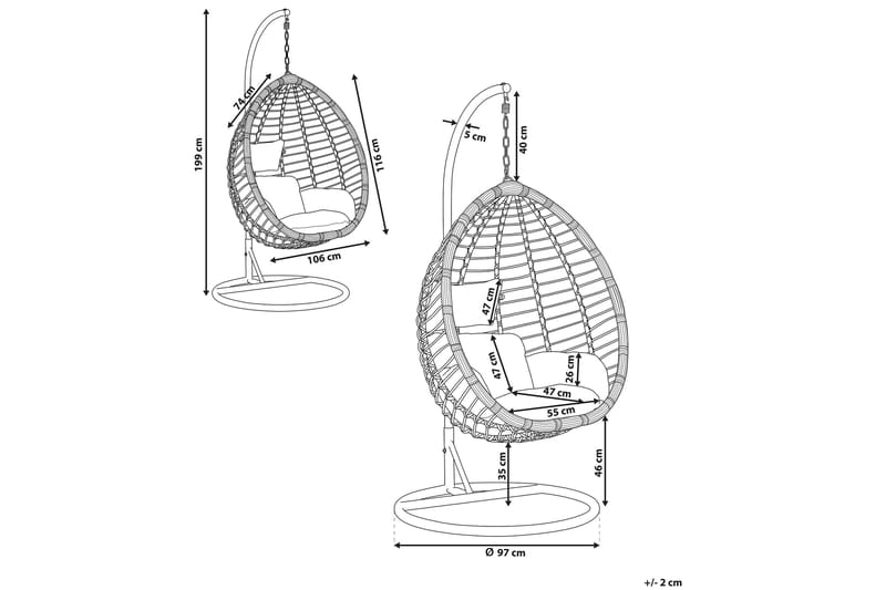 Parylak Hængestol med stativ - Grå - Havemøbler - Havestole - Hængestol
