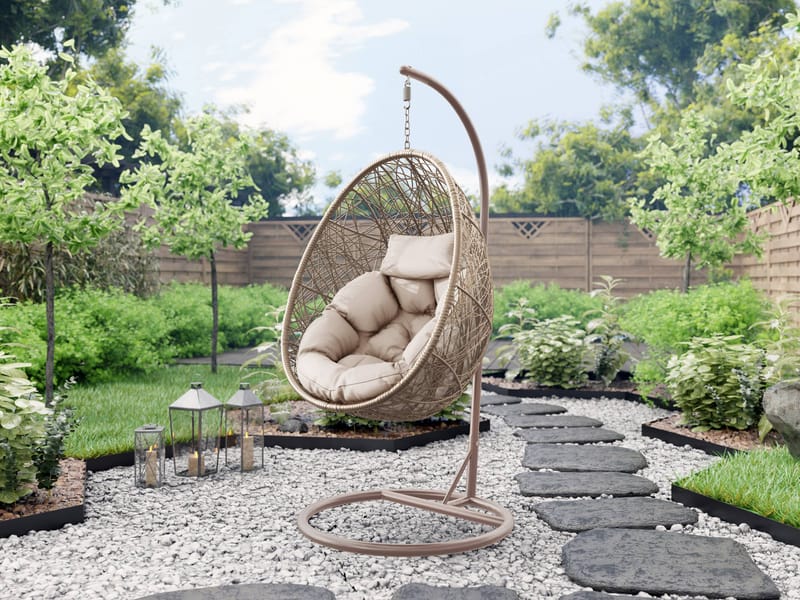 Solvero Hængestol til udendørs brug - beige - Havemøbler - Havestole - Hængestol - Hængestol på stativ