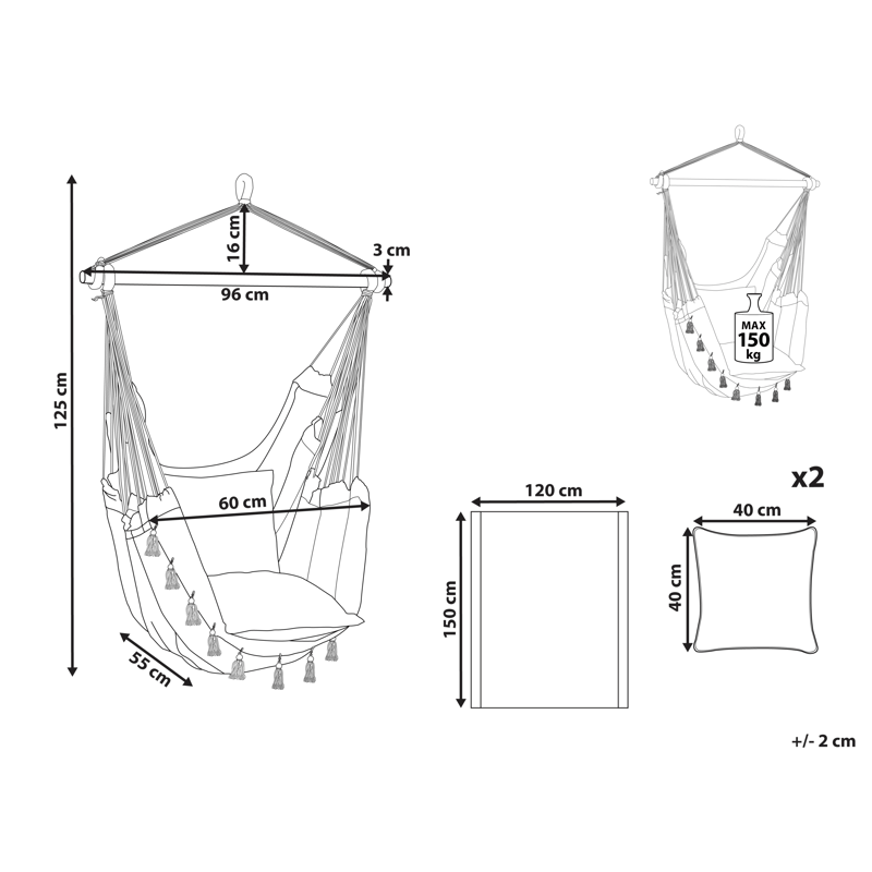 Hængestol udendørs Varena Bomuld - Beige/Blå - Havemøbler - Havestole - Hængestol