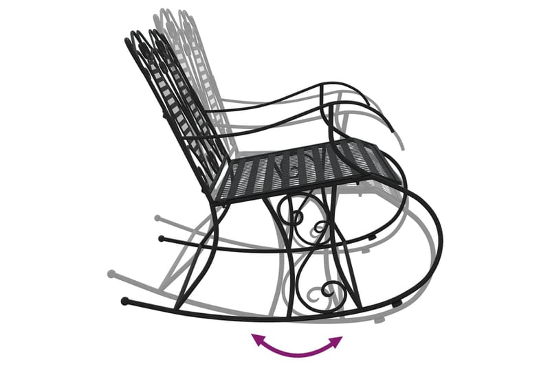 beBasic 2-personers bænk m. gyngefunktion 113 cm stål sort - Sort - Havegyngestol