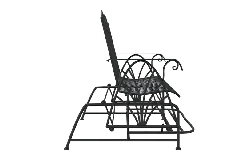 beBasic 2-personers bænk m. gyngefunktion 114 cm stål sort - Sort - Havegyngestol