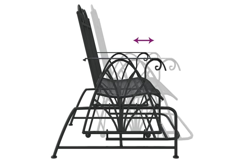 beBasic 2-personers bænk m. gyngefunktion 114 cm stål sort - Sort - Havegyngestol