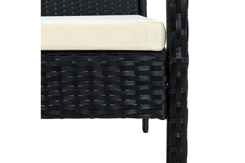 havestol med hynde polyrattan sort - Sort - Loungestol udendørs - Udendørs lænestol