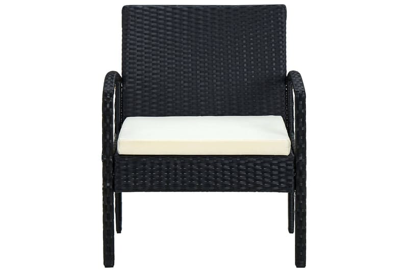 havestol med hynde polyrattan sort - Sort - Loungestol udendørs - Udendørs lænestol