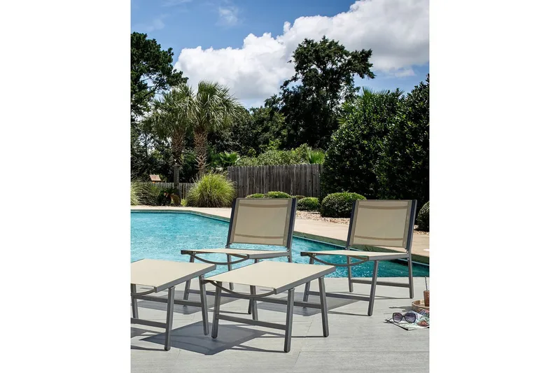 Havestol sæt af 2 Marceddi - Beige, sort - Havemøbler - Havestole - Udendørs lænestol