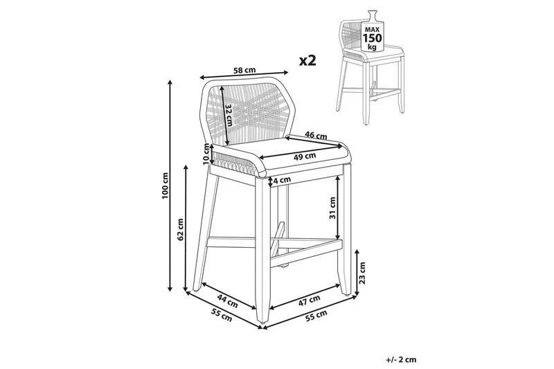 Havestol sæt af 2 Talamone - Havemøbler - Havestole - Barskammel