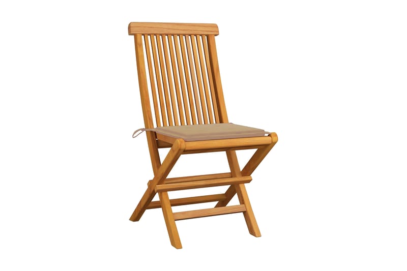 Havestole med beige hynder 6 stk. massivt teaktræ - Beige - Havemøbler - Havestole - Positionsstole