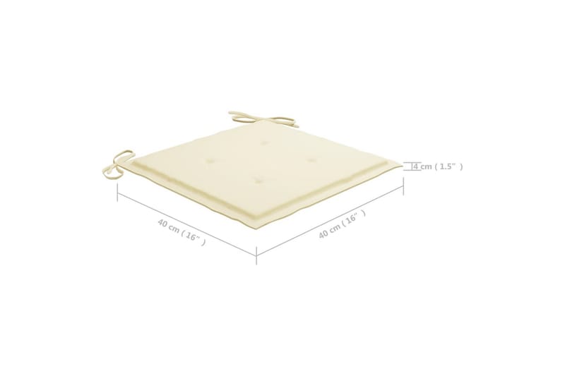 Havestole med cremefarvede hynder 4 stk. massivt teaktræ - Creme - Havemøbler - Havestole - Positionsstole