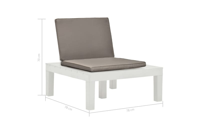 Havestole med Hynder 2 Stk. Plastik Hvid - Hvid - Loungestol udendørs - Udendørs lænestol