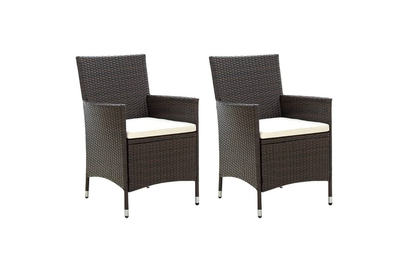 havestole med hynder 2 stk. polyrattan brun - Brun - Havemøbler - Loungemøbler - Loungestol udendørs