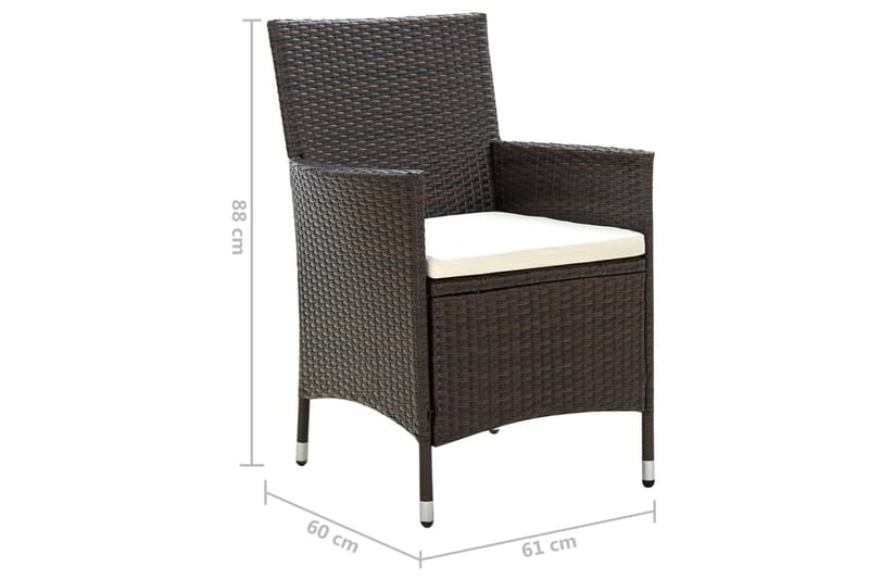 havestole med hynder 2 stk. polyrattan brun - Brun - Havemøbler - Loungemøbler - Loungestol udendørs