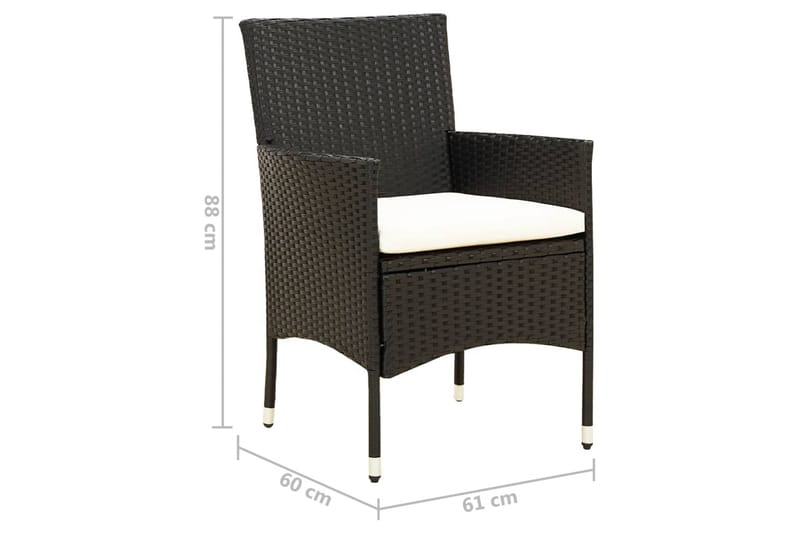 havestole med hynder 2 stk. polyrattan sort - Sort - Loungestol udendørs - Udendørs lænestol