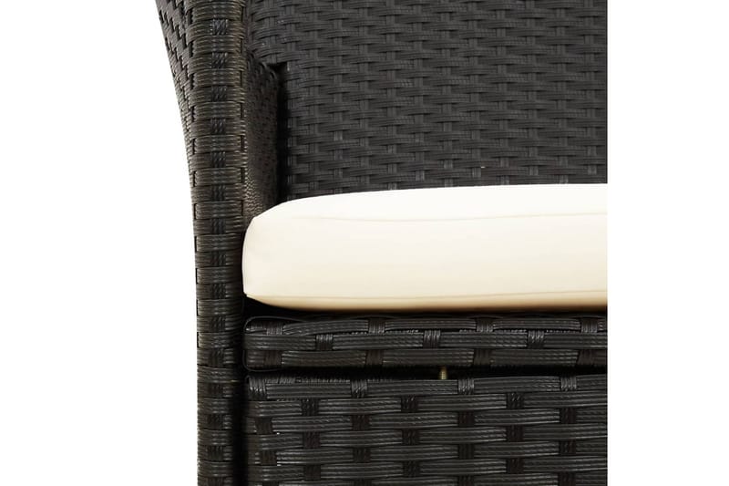 havestole med hynder 4 stk. polyrattan sort - Sort - Loungestol udendørs - Udendørs lænestol