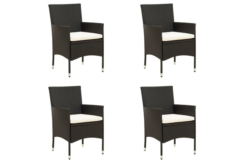havestole med hynder 4 stk. polyrattan sort - Sort - Loungestol udendørs - Udendørs lænestol