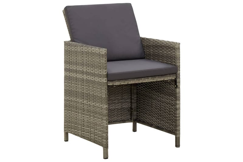 havestole med hynder 4 stk. polyrattan grå - Grå - Havemøbler - Loungemøbler - Loungestol udendørs