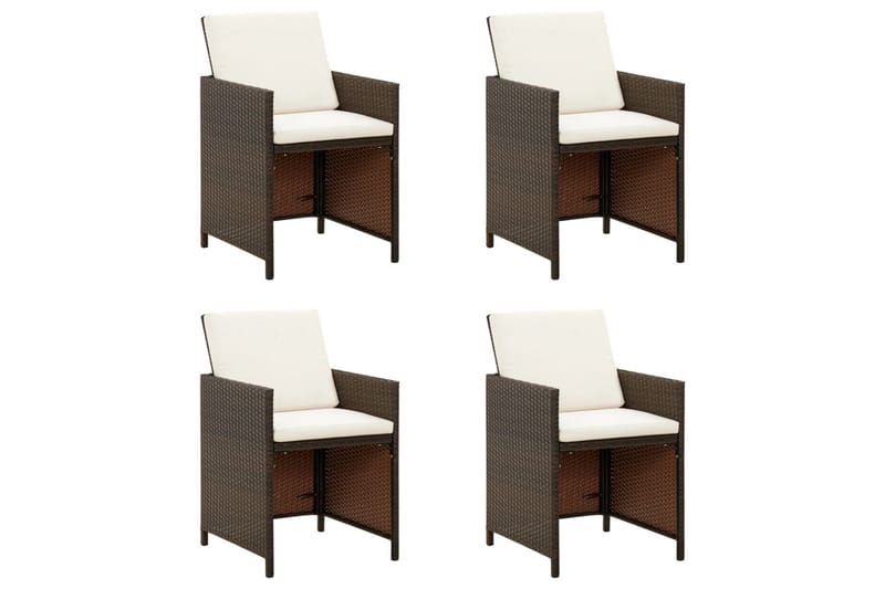 havestole med hynder 4 stk. polyrattan brun - Brun - Loungestol udendørs - Udendørs lænestol