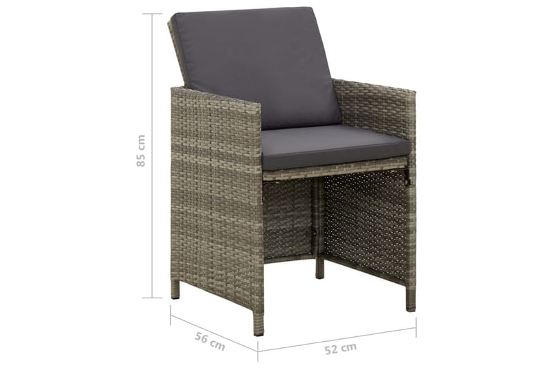 havestole med hynder 4 stk. polyrattan grå - Grå - Havemøbler - Loungemøbler - Loungestol udendørs