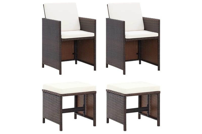 havestole med skamler 4 dele polyrattan brun - Brun - Havemøbler - Loungemøbler - Loungestol udendørs