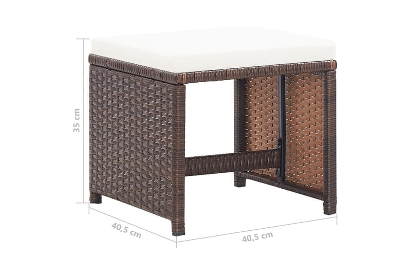 havestole med skamler 4 dele polyrattan brun - Brun - Havemøbler - Loungemøbler - Loungestol udendørs