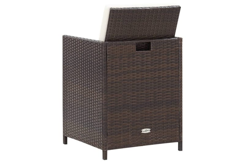 havestole med skamler 4 dele polyrattan brun - Brun - Loungestol udendørs - Udendørs lænestol