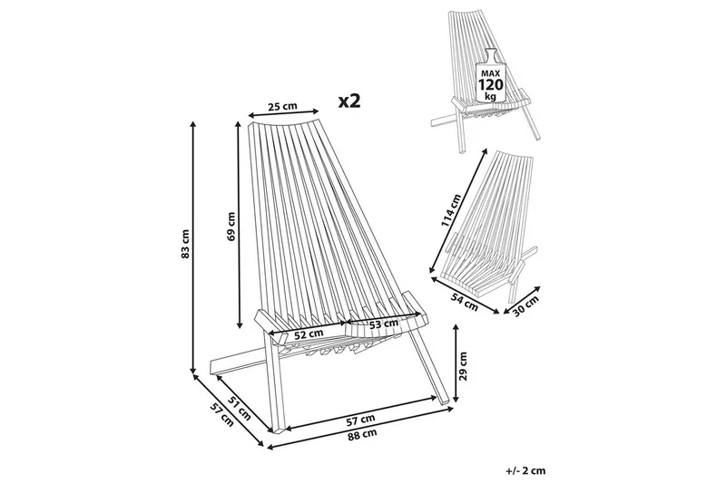 Havestole sæt á 2 Bellano - Havemøbler - Havestole - Udendørs lænestol