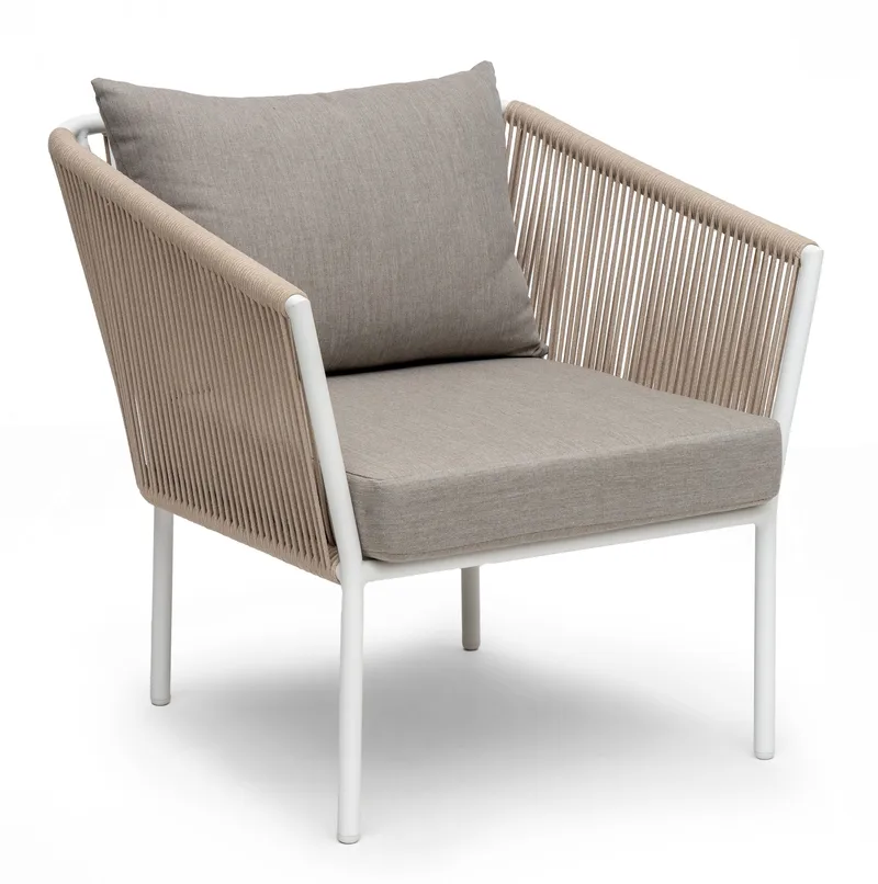 Hillerstorp Lersund udendørs lænestol hvid/beige, Hvid/Beige