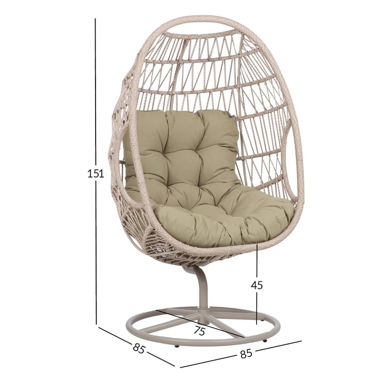 Hvilestol HOME4YOU Cassia Swivel 85x85x151 cm Beige - beige - Havemøbler - Havestole - Udendørs lænestol