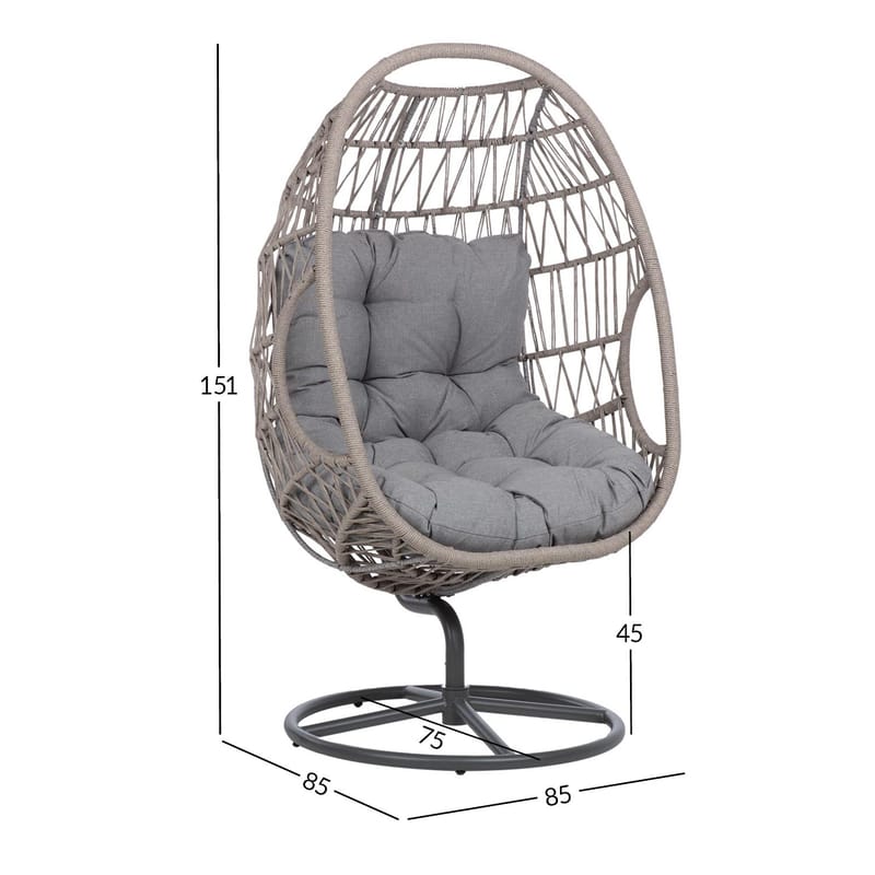 Hvilestol HOME4YOU Cassia Swivel 85x85x151 cm Grå - grå - Havemøbler - Havestole - Udendørs lænestol