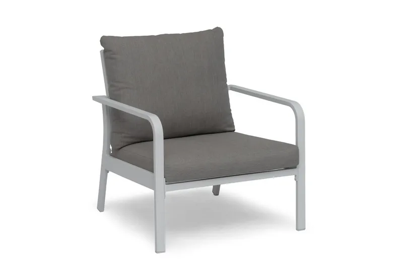 Lænestol Hillerstorp Hånger Hvid ramme Puder gråbeige, Hvid ramme Puder gråbeige