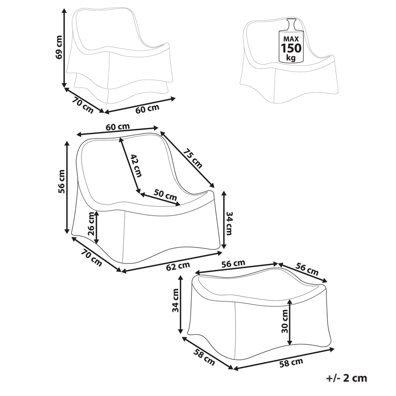 Lænestol udendørs med fodskammel Aigani rattan - Natur/Beige - Havemøbler - Havestole - Udendørs lænestol