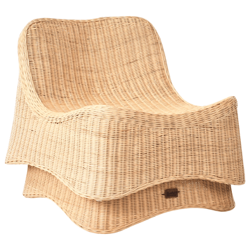 Lænestol udendørs med fodskammel Aigani rattan - Natur/Beige - Havemøbler - Havestole - Udendørs lænestol