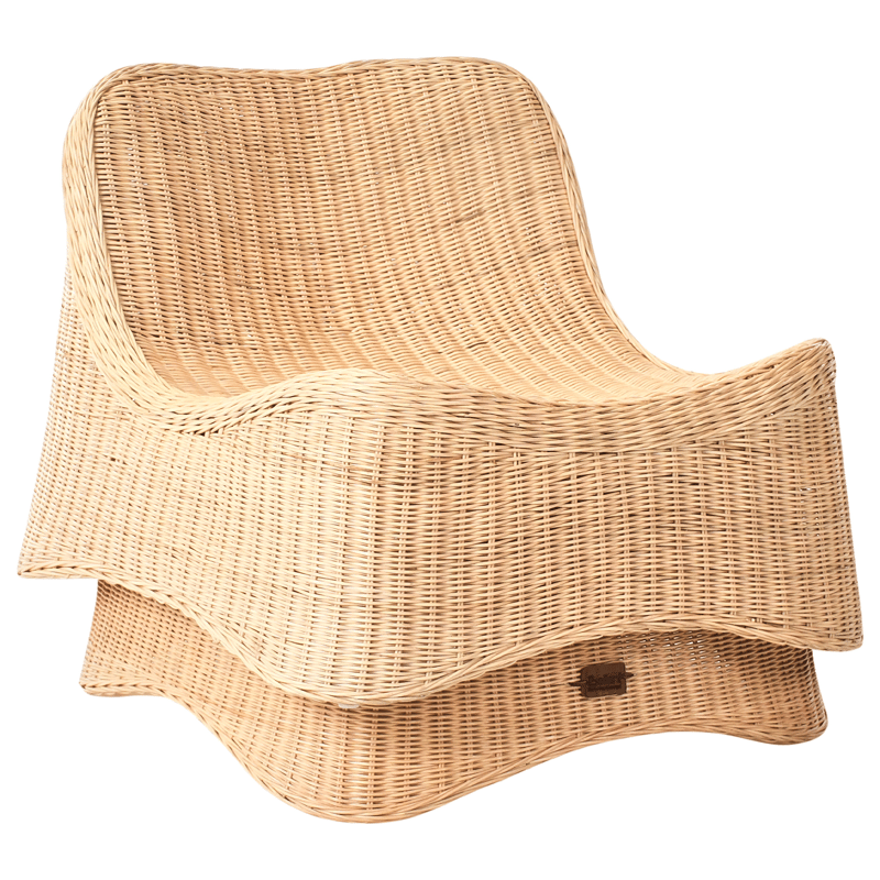 Lænestol udendørs med fodskammel Aigani rattan - Natur/Beige - Havemøbler - Havestole - Udendørs lænestol