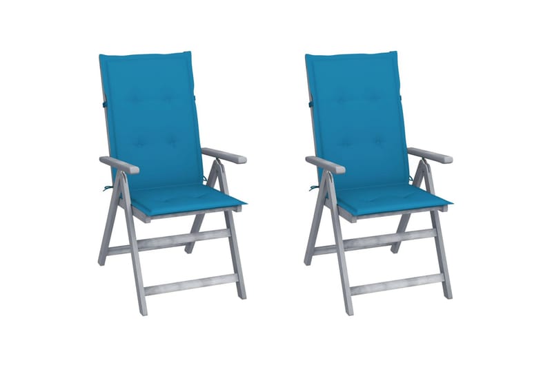 Lænestole Til Haven 2 Stk. Med Hynder massivt Akacietræ - Grå - Positionsstole