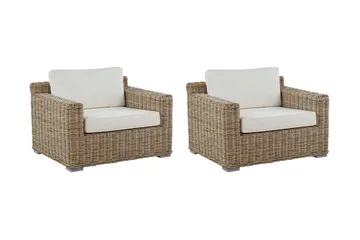 Apriliana Lænestol 2stk - Polyrattan/Lysebrun - Havemøbler - Havestole - Udendørs lænestol