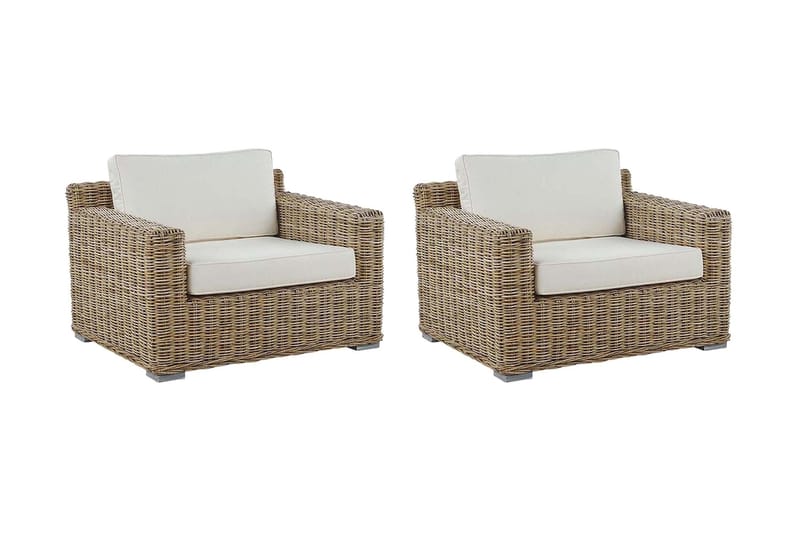 Apriliana Lænestol 2stk - Polyrattan/Lysebrun - Havemøbler - Havestole - Udendørs lænestol