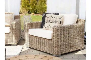 Apriliana Lænestol 2stk - Polyrattan/Lysebrun - Havemøbler - Havestole - Udendørs lænestol