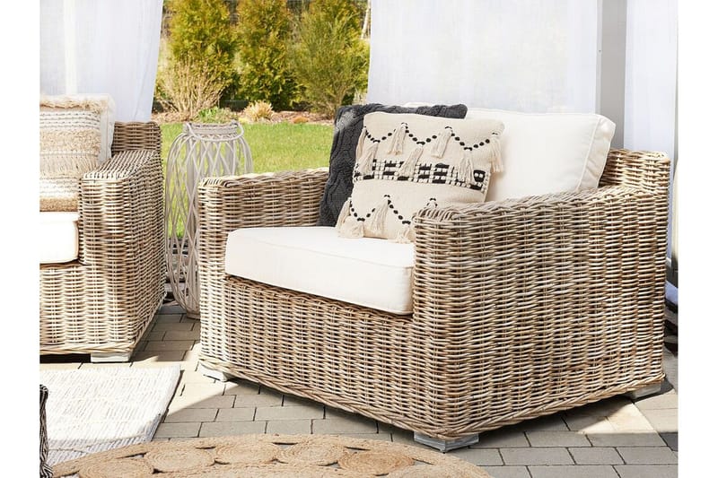 Apriliana Lænestol 2stk - Polyrattan/Lysebrun - Havemøbler - Havestole - Udendørs lænestol