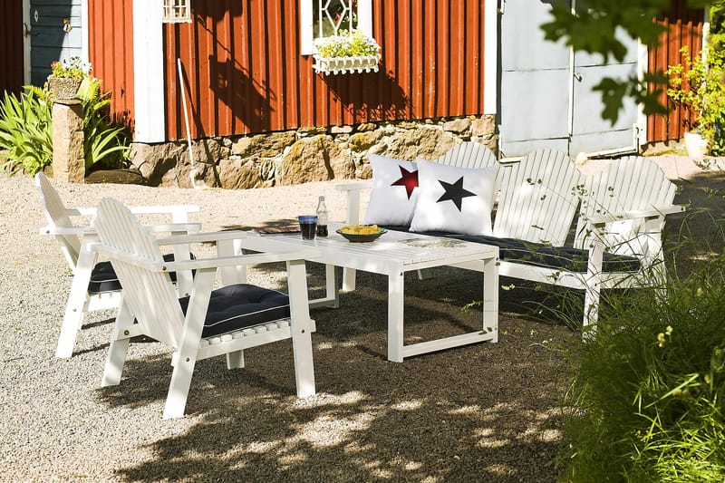 BULLERÖ LÆNESTOL LAV RYG - Hvidlaseret Fyr - Loungestol udendørs - Udendørs lænestol