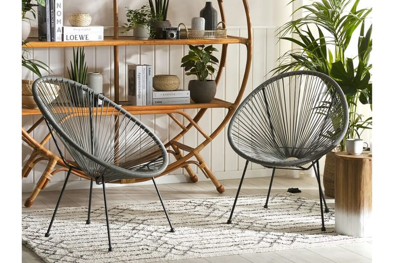 Cayaco Stol 2stk - Polyrattan/Mørkegrå - Havemøbler - Havestole - Udendørs lænestol