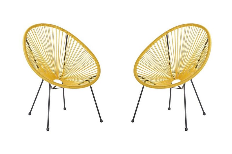 Cayaco Stol 2stk - Polyrattan/Gul - Havemøbler - Havestole - Udendørs lænestol
